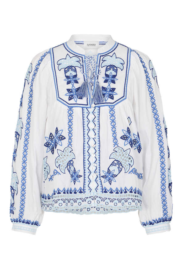 Bluse mit Hohlsaum Stickerei