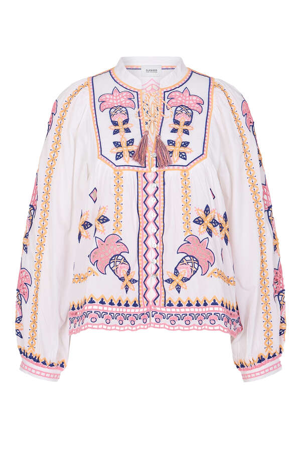 Bluse mit Hohlsaum Stickerei