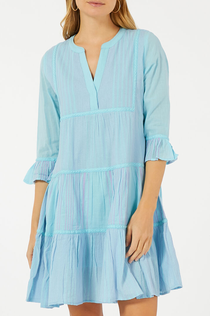 Tunikakleid aus Baumwolle mit Stickbordüren FLOWERS FOR FRIENDS